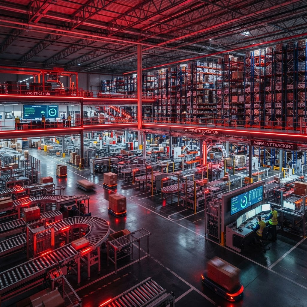 EXPRESS WAY CARGO warehouse facility with organized inventory and workers